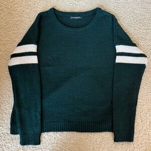 Brandy Melville Dark Green Sweater with White Stripes